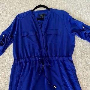 Blue shirt dress with gold detail